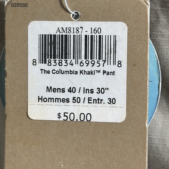 NWT Columbia pants‎ The Columbia khaki pants 100% Cotton upf protection 40 X 30 - Picture 2 of 13